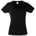 Black - Front - Fruit Of The Loom Ladies Lady-Fit Valueweight V-Neck Short Sleeve T-Shirt