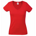 Red - Front - Fruit Of The Loom Ladies Lady-Fit Valueweight V-Neck Short Sleeve T-Shirt