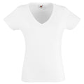 White - Front - Fruit Of The Loom Ladies Lady-Fit Valueweight V-Neck Short Sleeve T-Shirt