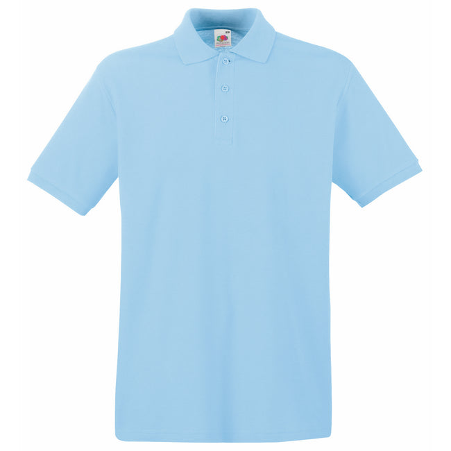 Sky Blue - Front - Fruit Of The Loom Premium Mens Short Sleeve Polo Shirt