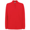 Red - Front - Fruit Of The Loom Mens Premium Long Sleeve Polo Shirt