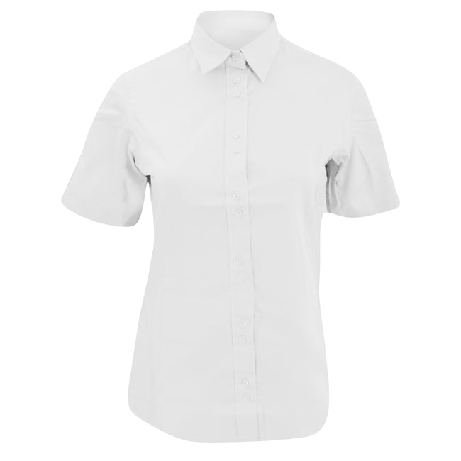 White - Front - Kustom Kit Ladies City Short Sleeve Business Shirt