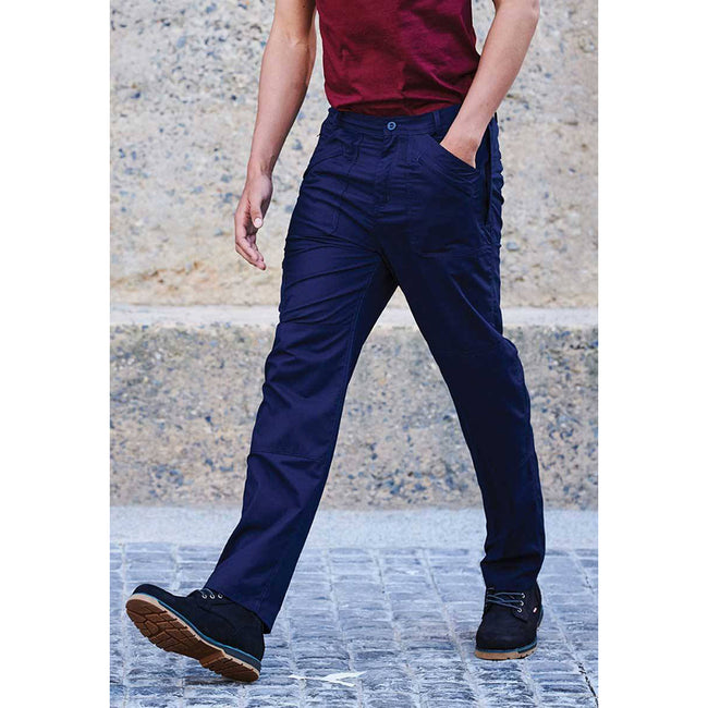 Navy Blue - Side - Regatta Mens New Lined Action Trousers (Reg) - Pants