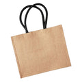 Natural-Black - Back - Westford Mill Classic Jute Shopper Bag (21 Litres)