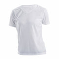 White - Front - Xpres Womens-Ladies Short Sleeve Subli Plus V-Neck T-Shirt