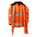 Hi Vis Orange - Back - Yoko Hi Vis Multi-Function Breathable & Waterproof 7-In-1 Jacket