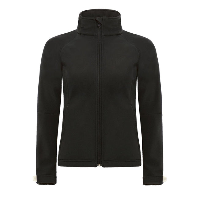Black - Front - B&C Womens Hooded Premium Softshell Jacket (Windproof, Waterproof & Breathable)