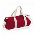 Classic Red-Off White - Front - Bagbase Plain Varsity Barrel - Duffle Bag (20 Litres)
