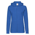 Royal - Front - Fruit Of The Loom Ladies Fitted Lightweight Hooded Sweatshirts Jacket - Zoodie (240 GSM)