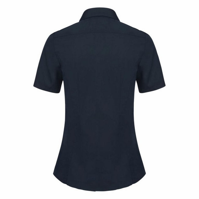 Bright Navy - Back - Russell Ladies Short Sleeve Stretch Moisture Management Work Shirt