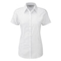 White - Front - Russell Womens-ladies Herringbone Short Sleeve Work Shirt