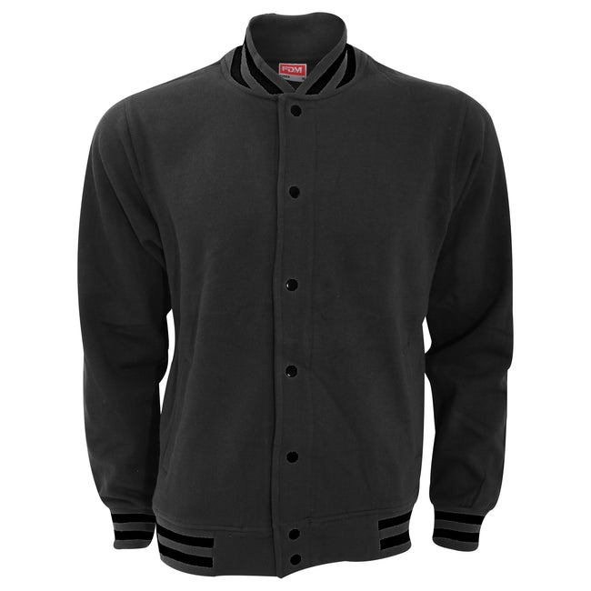 Charcoal-Black - Front - FDM Unisex Campus Varsity Jacket