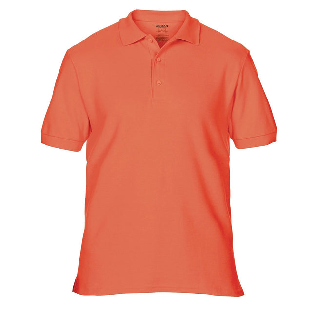Bright Salmon - Front - Gildan Mens Premium Cotton Sport Double Pique Polo Shirt
