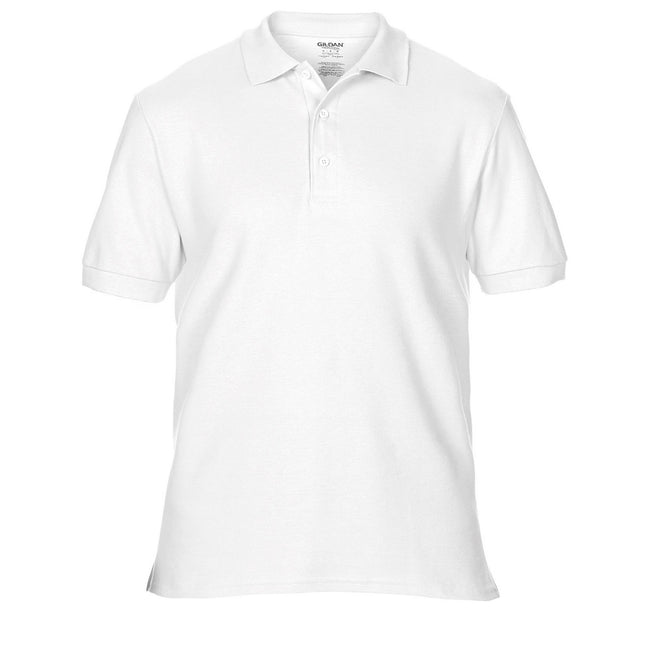 White - Front - Gildan Mens Premium Cotton Sport Double Pique Polo Shirt