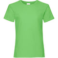 Lime - Front - Fruit Of The Loom Girls Childrens Valueweight Short Sleeve T-Shirt
