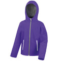 Purple-Grey - Front - Result Core Kids Unisex Junior Hooded Softshell Jacket