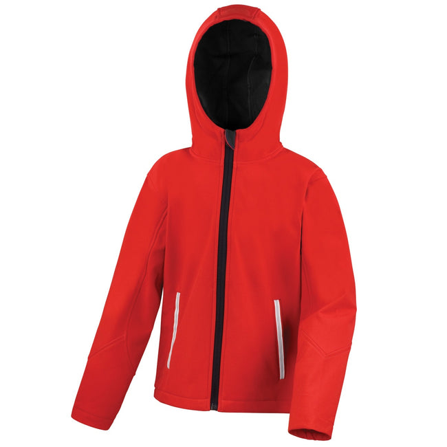 Red-Black - Front - Result Core Kids Unisex Junior Hooded Softshell Jacket