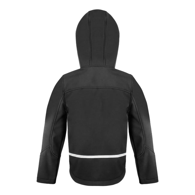 Black-Grey - Back - Result Core Kids Unisex Junior Hooded Softshell Jacket