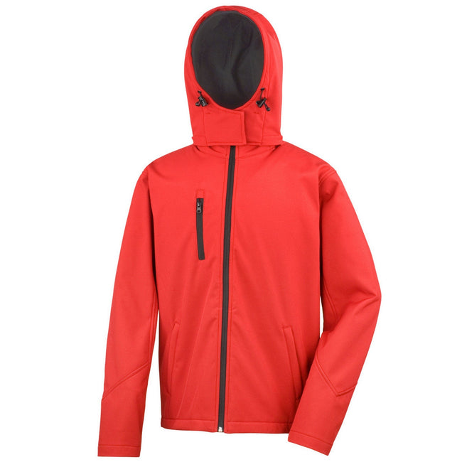 Red-Black - Front - Result Core Mens Lite Hooded Softshell Jacket