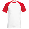 White-Red - Front - Fruit Of The Loom Mens Short Sleeve Baseball T-Shirt