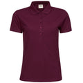 Wine - Front - Tee Jays Womens-Ladies Luxury Stretch Short Sleeve Polo Shirt