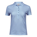 Light Blue - Front - Tee Jays Womens-Ladies Luxury Stretch Short Sleeve Polo Shirt