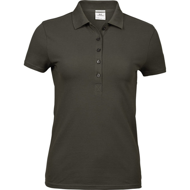 Dark Olive - Front - Tee Jays Womens-Ladies Luxury Stretch Short Sleeve Polo Shirt