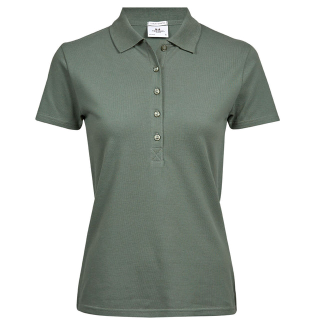 Leaf Green - Front - Tee Jays Womens-Ladies Luxury Stretch Short Sleeve Polo Shirt