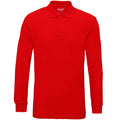 Red - Front - Gildan Mens Long Sleeve Double Pique Cotton Polo Shirt