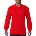 Red - Back - Gildan Mens Long Sleeve Double Pique Cotton Polo Shirt