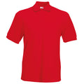 Red - Front - Fruit Of The Loom Mens 65-35 Heavyweight Pique Short Sleeve Polo Shirt