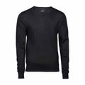 Black - Front - Tee Jays Mens Knitted V Neck Sweater