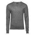 Grey Melange - Front - Tee Jays Mens Knitted V Neck Sweater