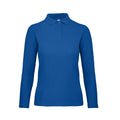 Royal Blue - Front - B&C ID.001 Womens-Ladies Long Sleeve Polo
