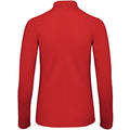 Crimson - Back - B&C ID.001 Womens-Ladies Long Sleeve Polo
