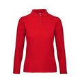 Crimson - Front - B&C ID.001 Womens-Ladies Long Sleeve Polo