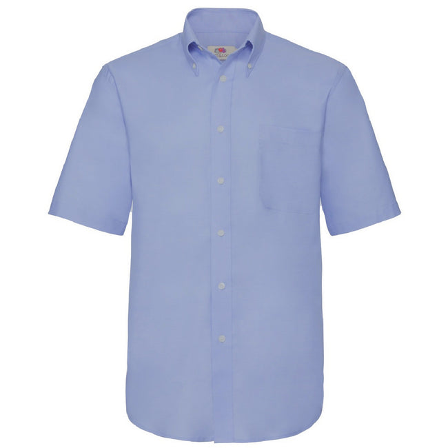 Oxford Blue - Front - Fruit Of The Loom Mens Short Sleeve Oxford Shirt