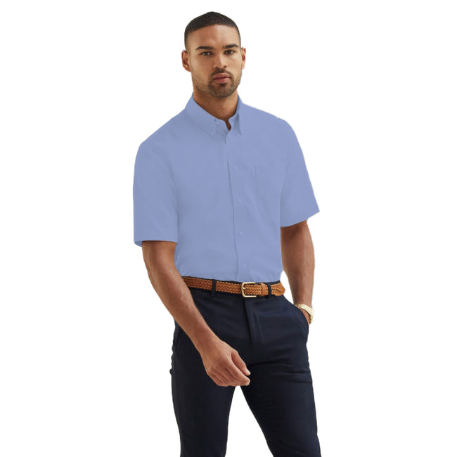 Oxford Blue - Lifestyle - Fruit Of The Loom Mens Short Sleeve Oxford Shirt