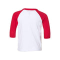 White-Red - Back - Bella + Canvas Baby Toddler 3-4 Sleeve Baseball Tee