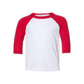 White-Red - Front - Bella + Canvas Baby Toddler 3-4 Sleeve Baseball Tee