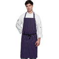 Navy-White - Back - Dennys Unisex Cotton Striped Workwear Butchers Apron (Pack of 2)