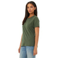 Military Green - Side - Bella + Canvas Womens-Ladies Jersey Short-Sleeved T-Shirt