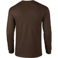 Dark Chocolate - Back - Gildan Mens Plain Crew Neck Ultra Cotton Long Sleeve T-Shirt