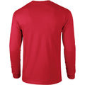 Red - Side - Gildan Mens Plain Crew Neck Ultra Cotton Long Sleeve T-Shirt