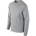 Sport Grey - Side - Gildan Mens Plain Crew Neck Ultra Cotton Long Sleeve T-Shirt