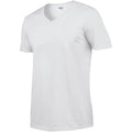 White - Side - Gildan Mens Soft Style V-Neck Short Sleeve T-Shirt