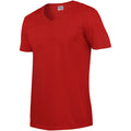 Red - Side - Gildan Mens Soft Style V-Neck Short Sleeve T-Shirt