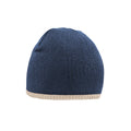 French Navy-Stone - Front - Beechfield Unisex Adult Two Tone Knitted Beanie