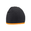 Black-Fluorescent Orange - Front - Beechfield Unisex Adult Two Tone Knitted Beanie