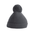 Graphite - Front - Beechfield Unisex Adult Pom Pom Ribbed Knitted Beanie